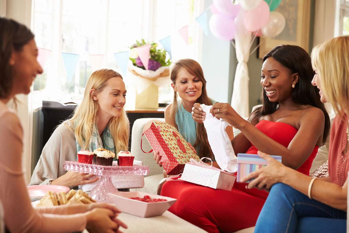 baby-shower-celebration A group of ladies celebrating the baby shower of their friend in Yonkers, NY